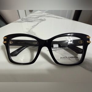 Dolce & Gabbana Black Eyeglasses with Gold Accents